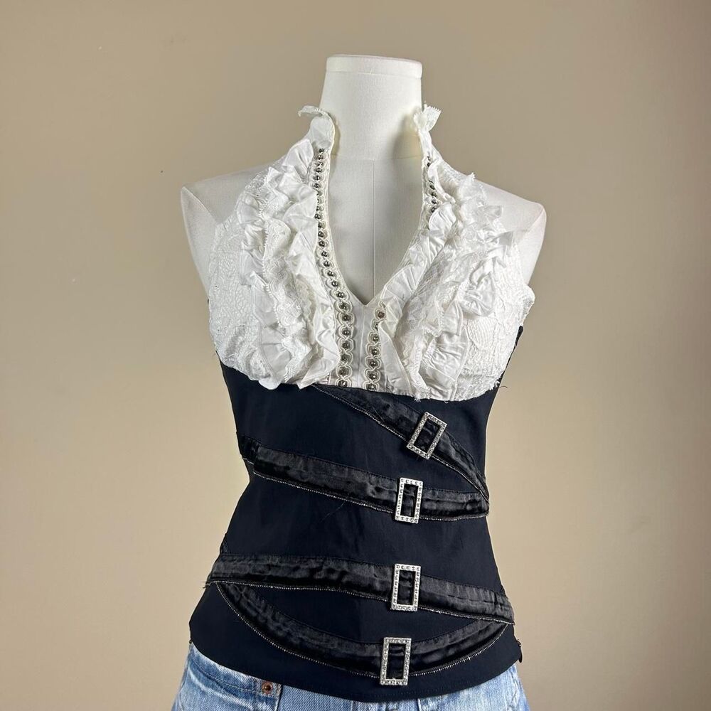 Oh Yes Y2K Dark Coquette Horror Game Protagonist Corset Style Halter Top